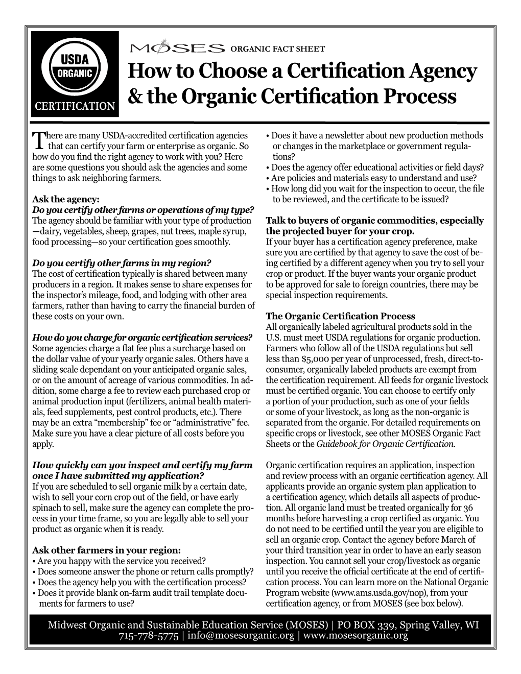 How to Choose a Certification Agency & the Organic Certification Process