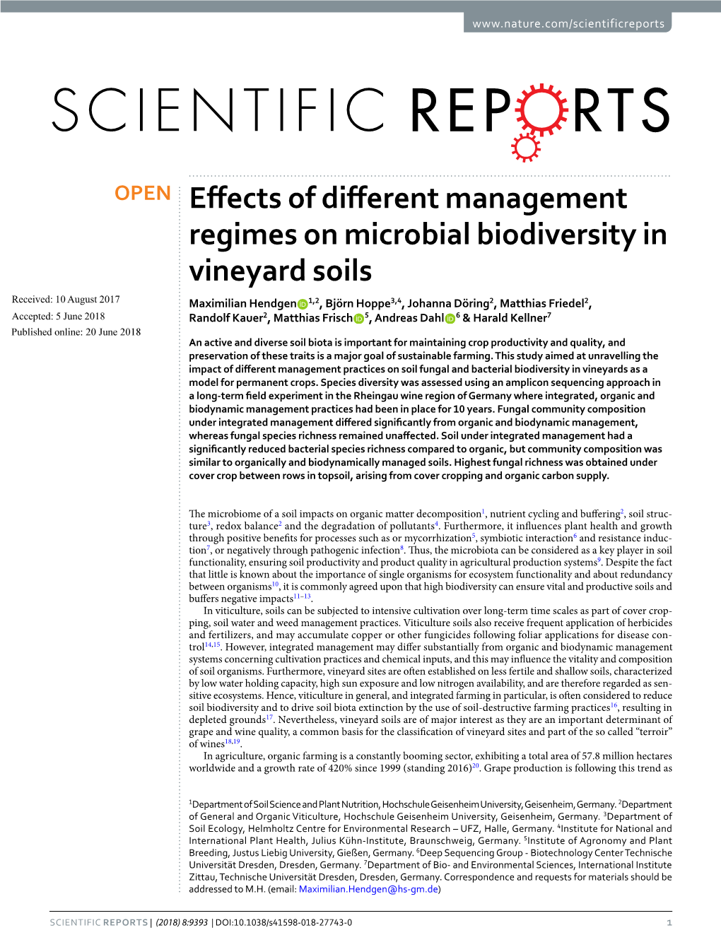 Effects of Different Management Regimes on Microbial Biodiversity in Vineyard Soils