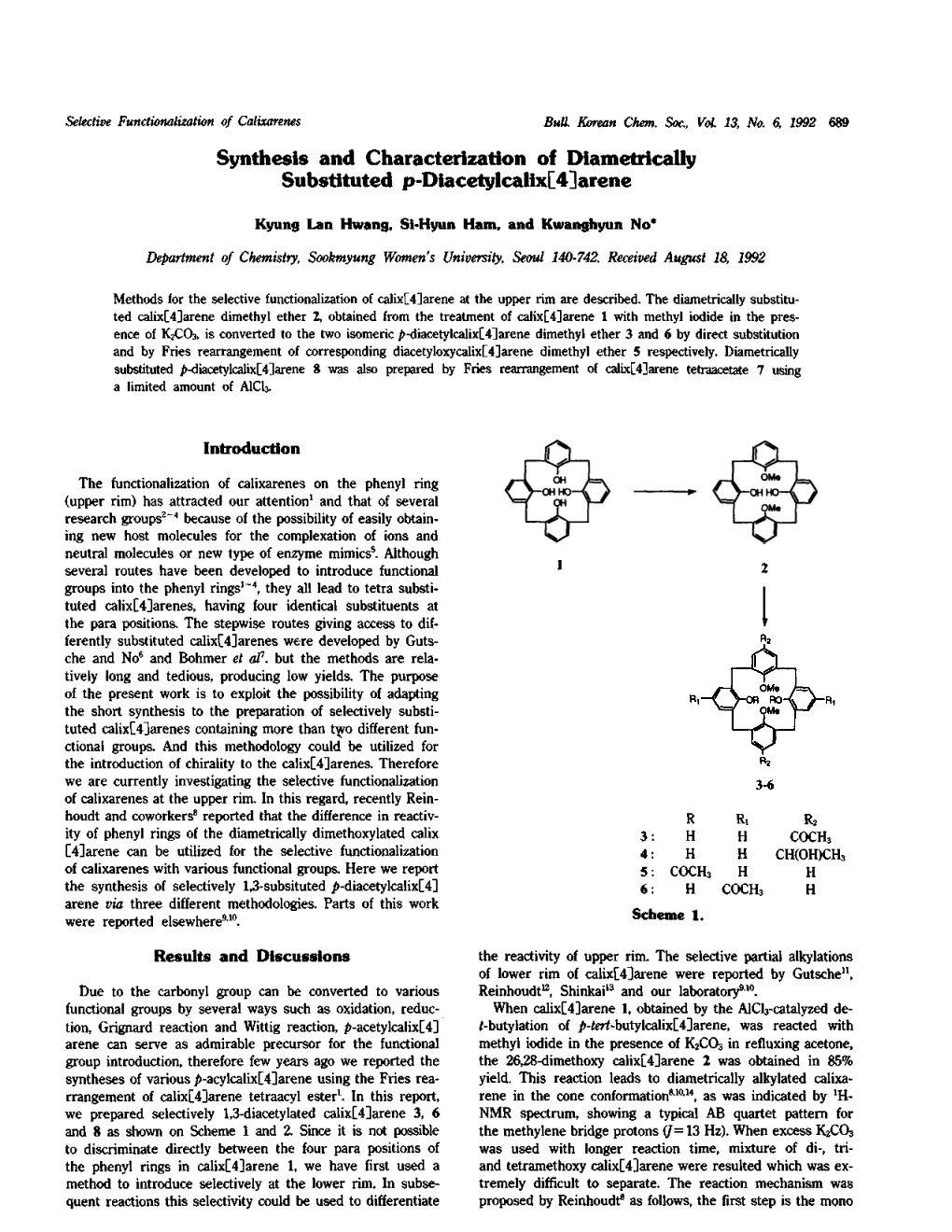 Synthesis and Characterization of Diametrically Substituted P-Diacetylcalix[42Arene