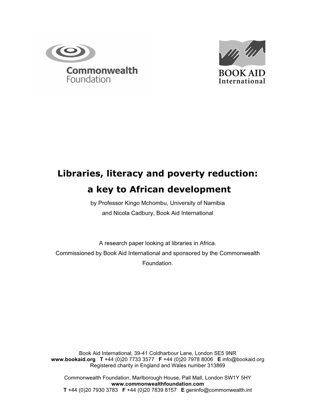 Libraries, Literacy and Poverty Reduction: a Key to African Development