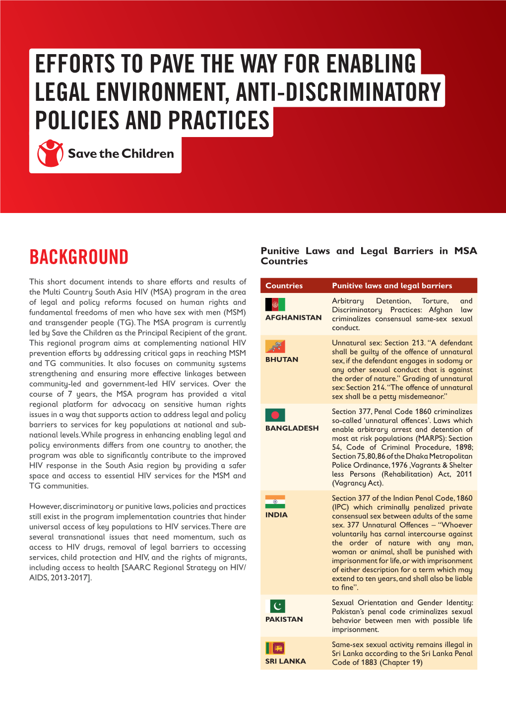 South Asia Legal and Policy Environment Brief