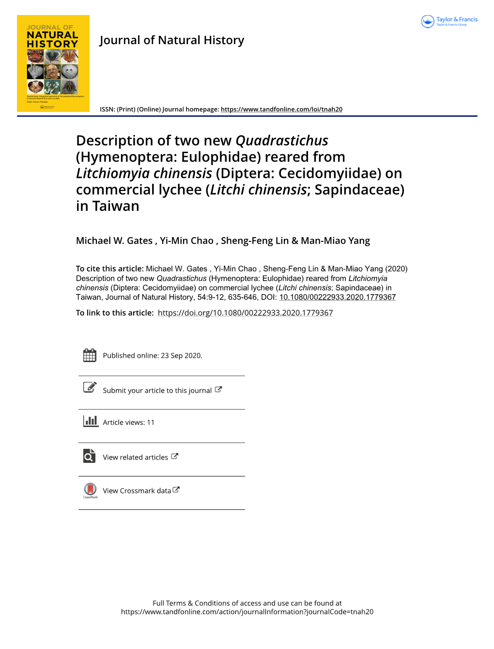 Description of Two New Quadrastichus (Hymenoptera: Eulophidae)