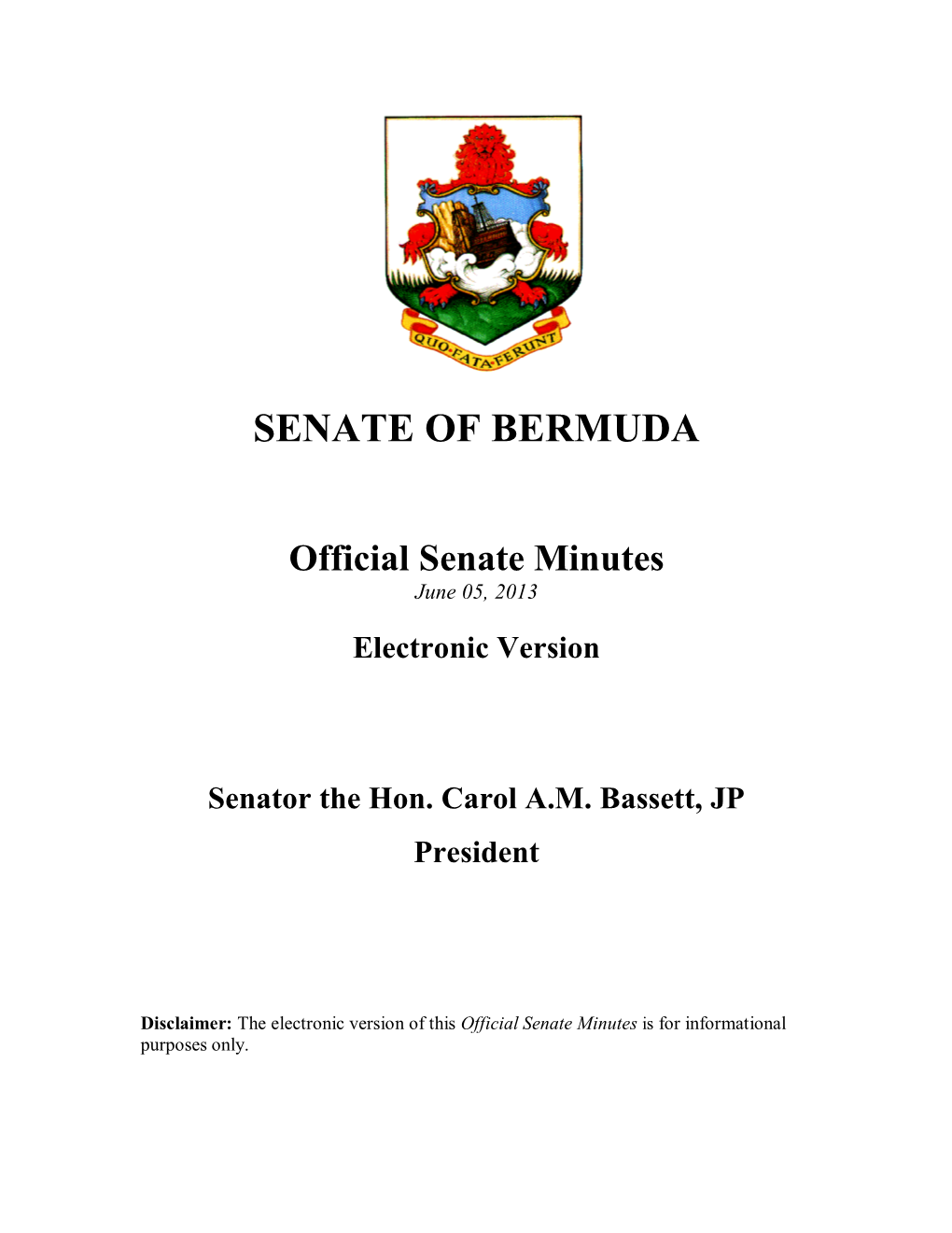 Official Senate Minutes June 05, 2013