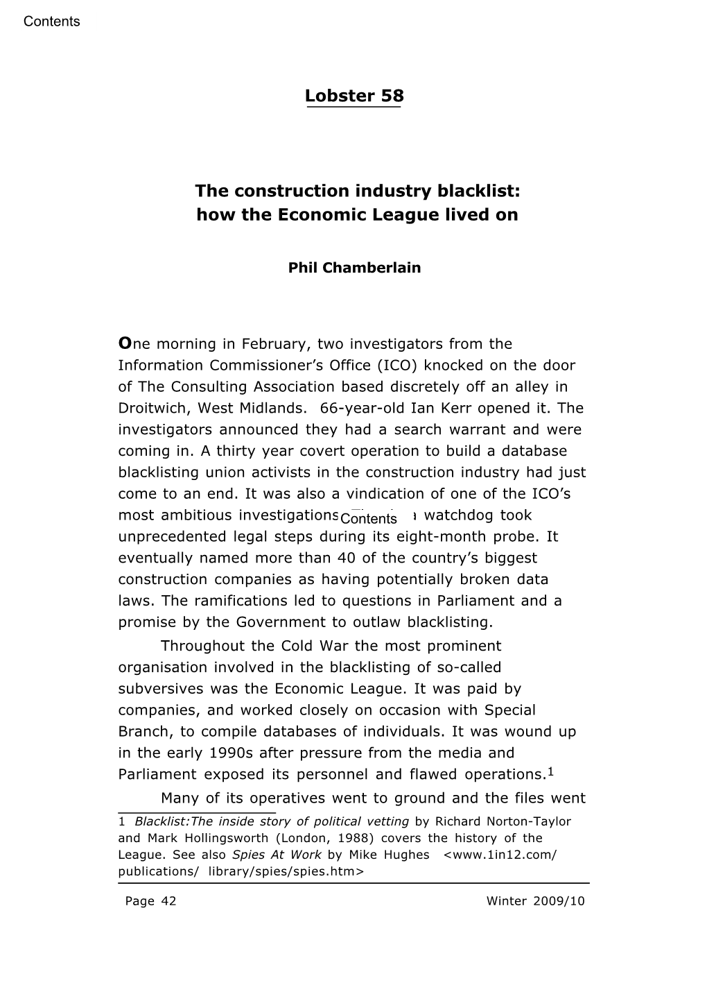 The Construction Industry Blacklist: How the Economic League Lived On