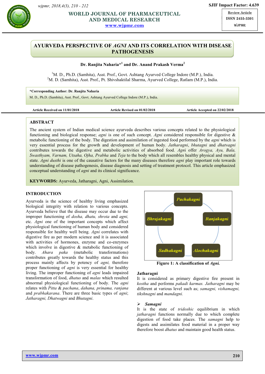 Ayurveda Perspective of Agni and Its Correlation with Disease Pathogenesis