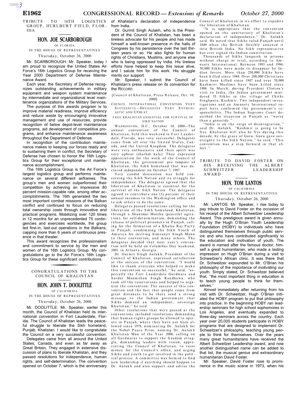 CONGRESSIONAL RECORD— Extensions of Remarks E1962 HON