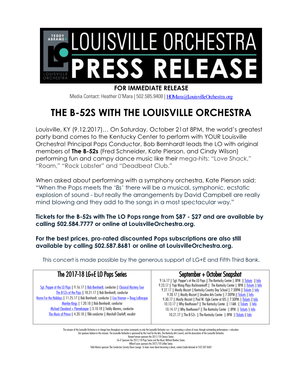 The B-52S with the Louisville Orchestra