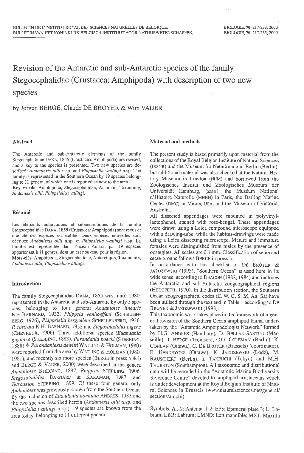 Crustacea: Amphipoda) with Description of Two New