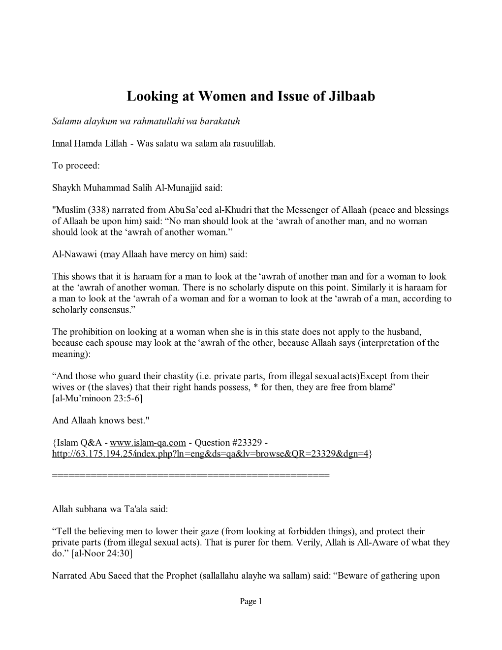 Looking at Women and Issue of Jilbaab