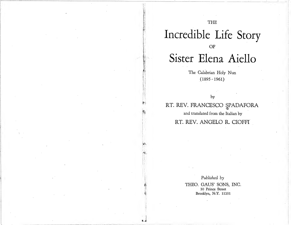 The Incredible Life Story of Sister Elena Aiello: the Calabrian Holy