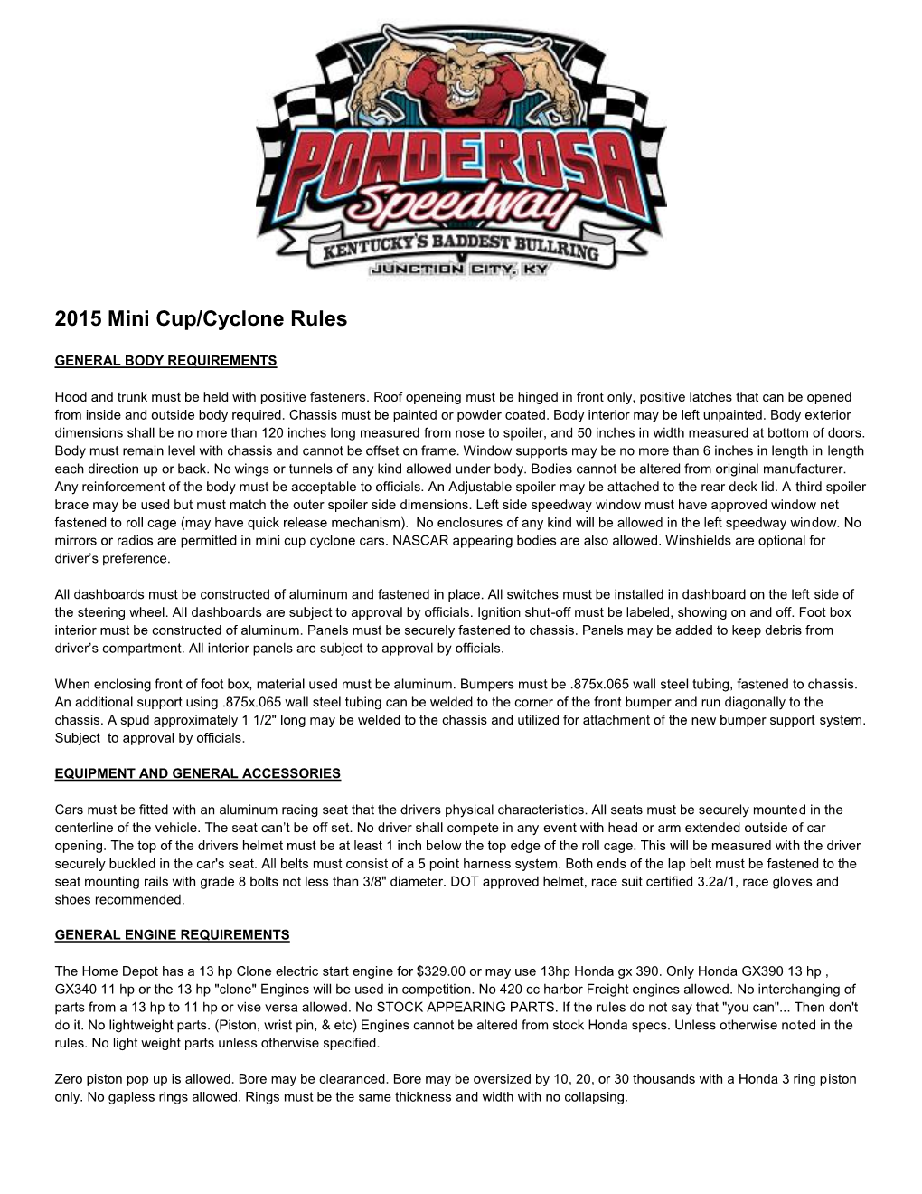 2015 Mini Cup/Cyclone Rules