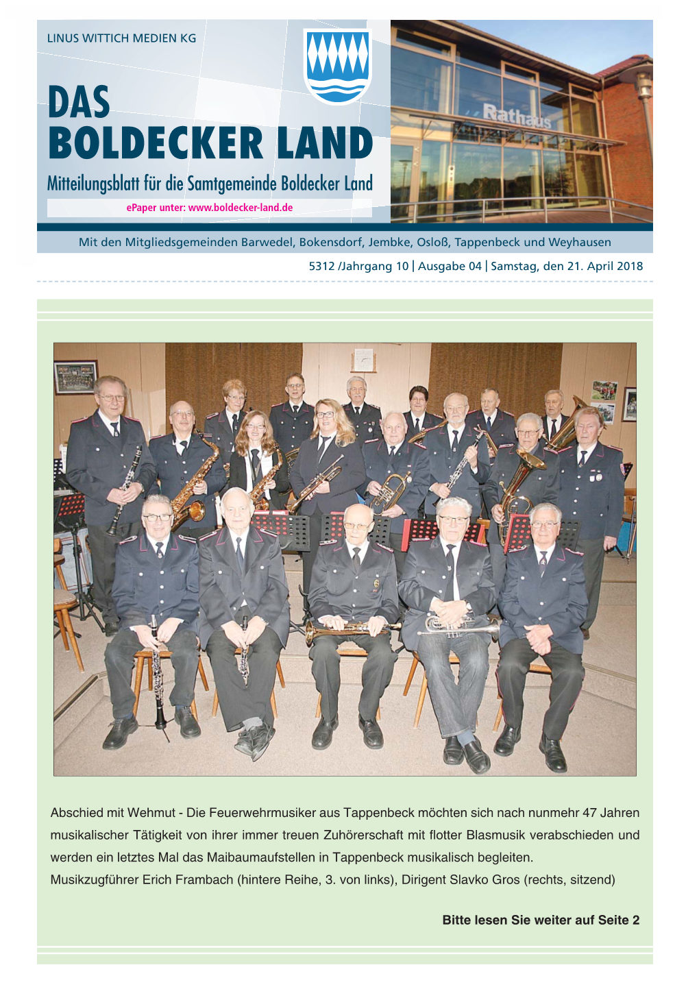 Mitteilungsblatt Für Die Samtgemeinde Boldecker Land Epaper Unter