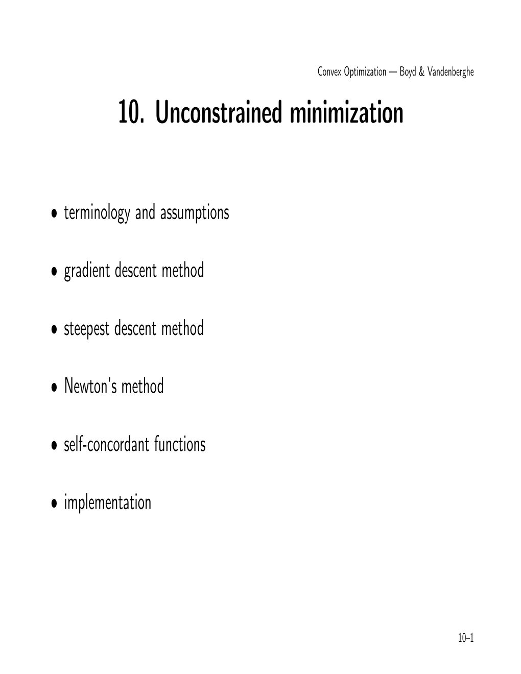 10. Unconstrained Minimization