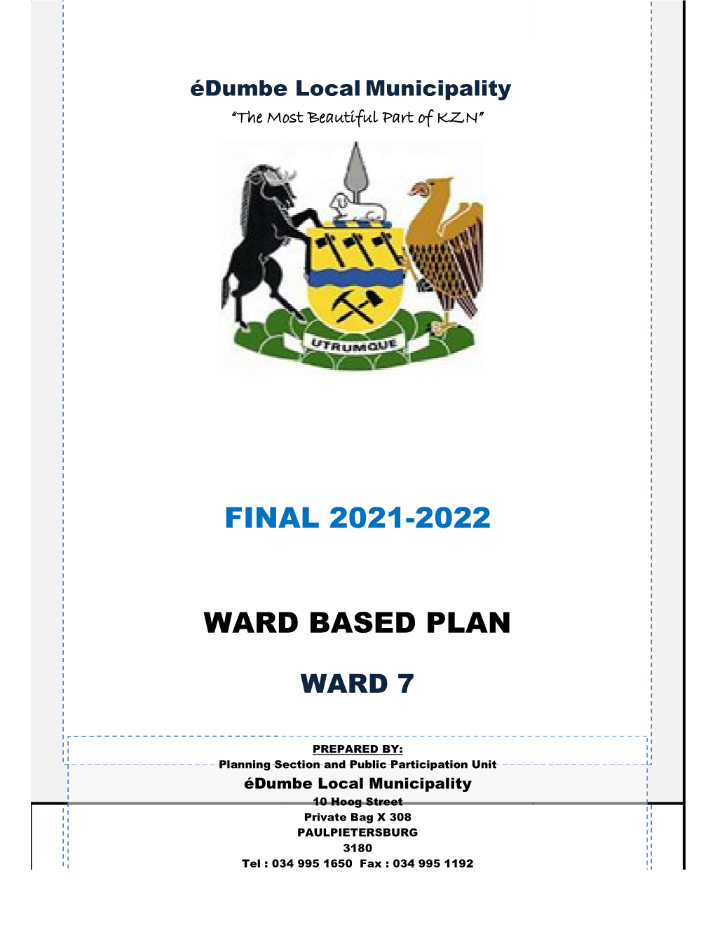 Ward Based P Final 202 Ward Based Plan Final 2021-2022