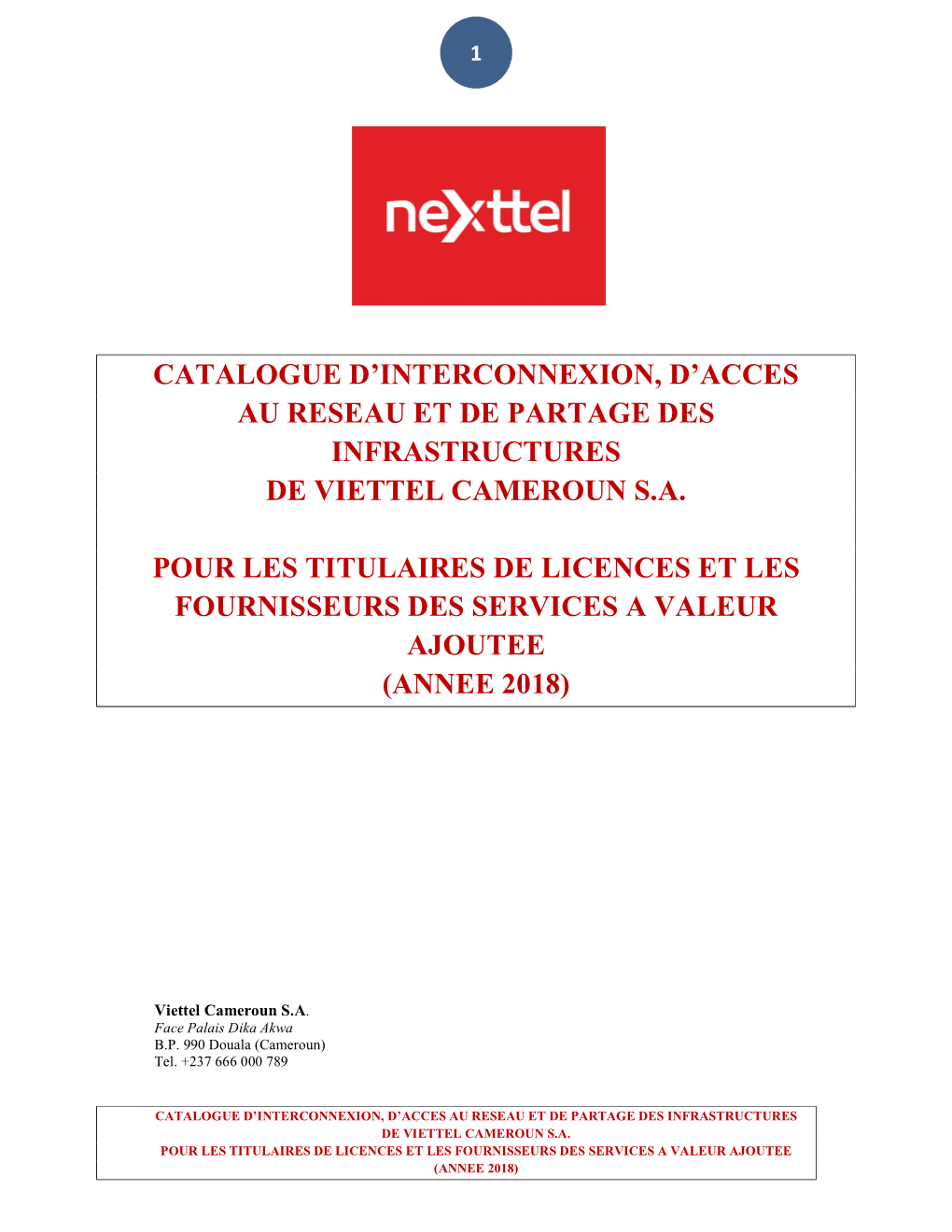 Catalogue D'interconnexion, D'acces Au Reseau Et