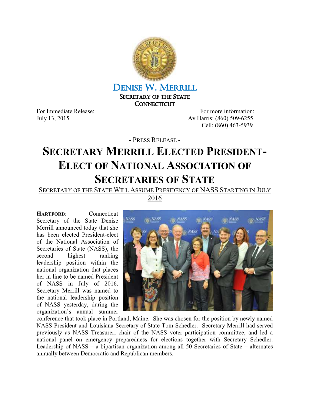 Secretary Merrill Elected President