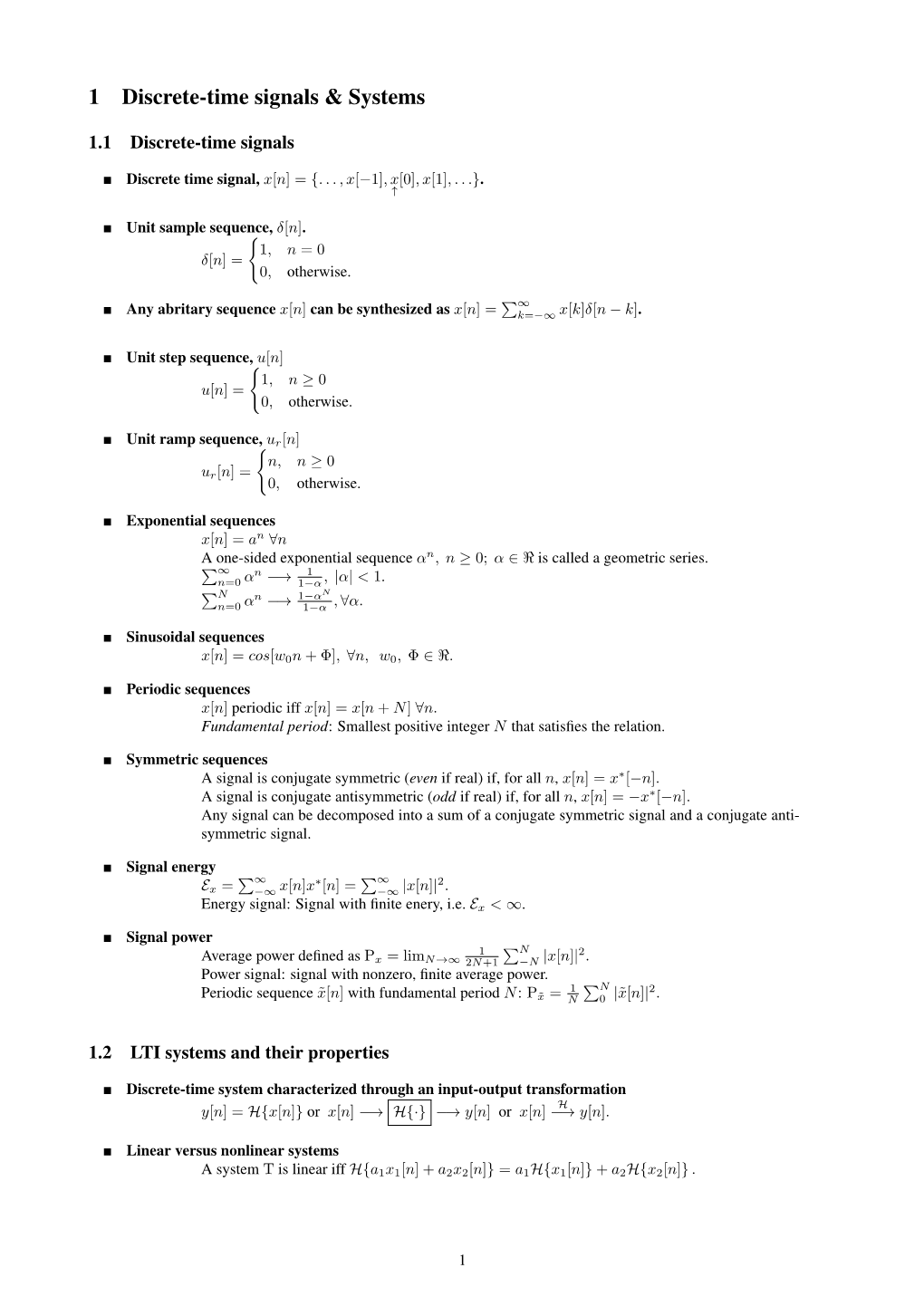 1 Discrete-Time Signals & Systems