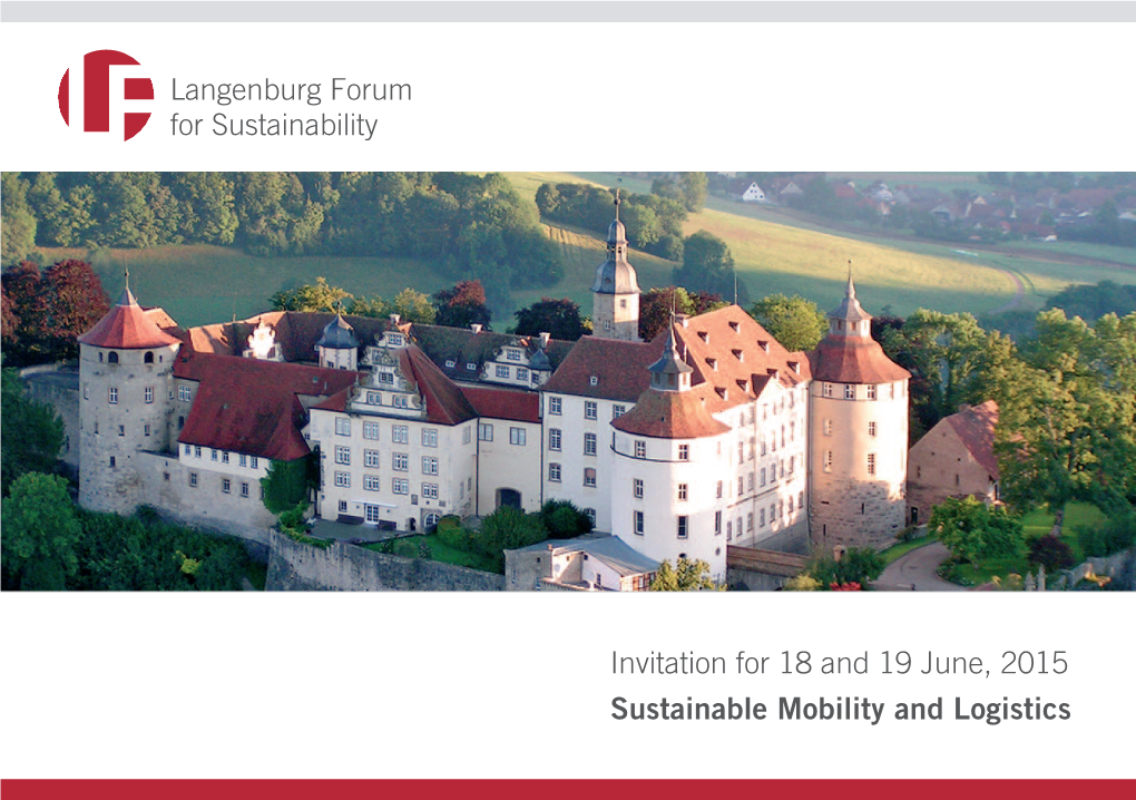 Invitation for 18 and 19 June, 2015 Sustainable Mobility and Logistics