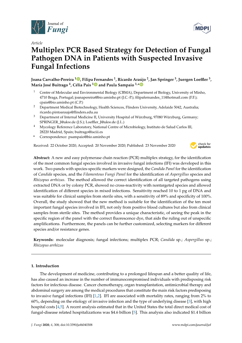 Multiplex PCR Based Strategy for Detection of Fungal Pathogen DNA in Patients with Suspected Invasive Fungal Infections