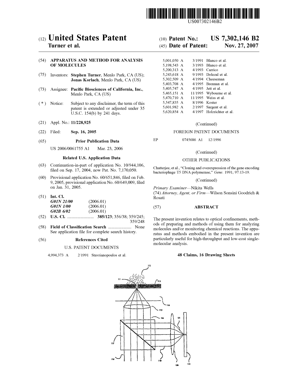 (12) United States Patent (10) Patent No.: US 7,302,146 B2 Turner Et Al