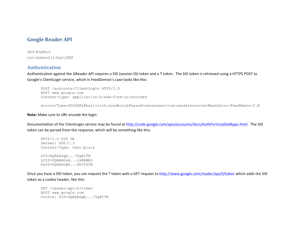Google Reader API