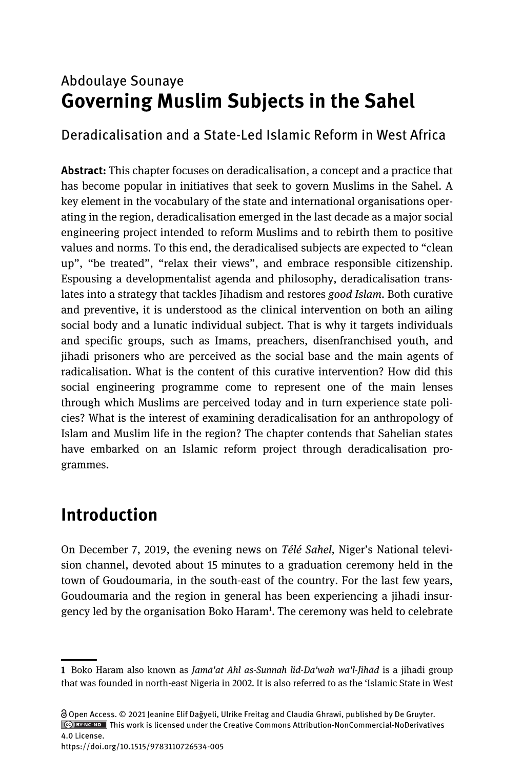 Governing Muslim Subjects in the Sahel