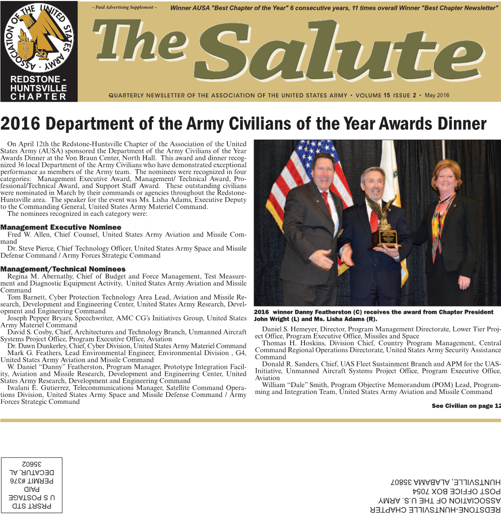 2016 Department of the Army Civilians of the Year Awards Dinner