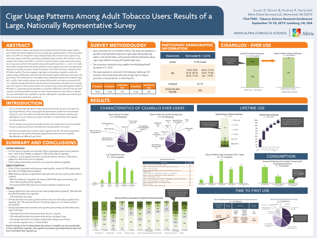 Cigar Usage Patterns Among Adult Tobacco Users