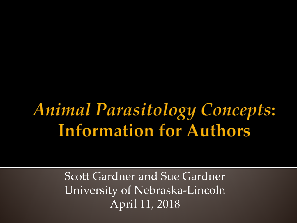 Information for Authors [Slides]: Concepts in Animal Parasitology