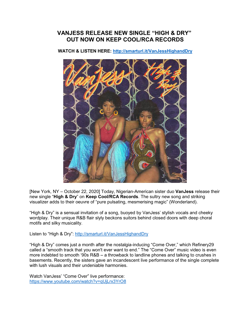 Vanjess Release New Single “High & Dry” out Now on Keep