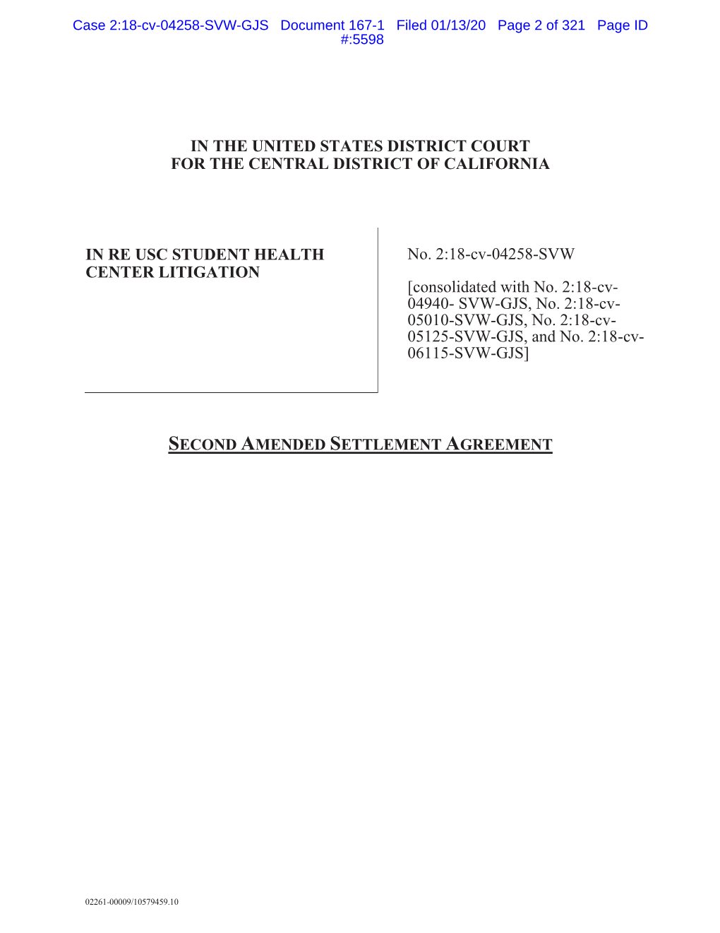 Second Amended Settlement Agreement