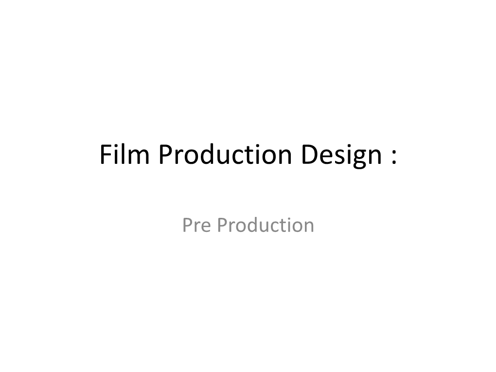 Film Production Designer