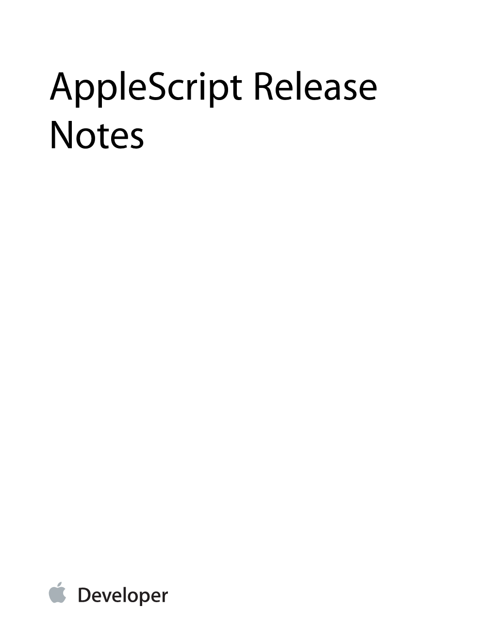 Applescript Release Notes Contents