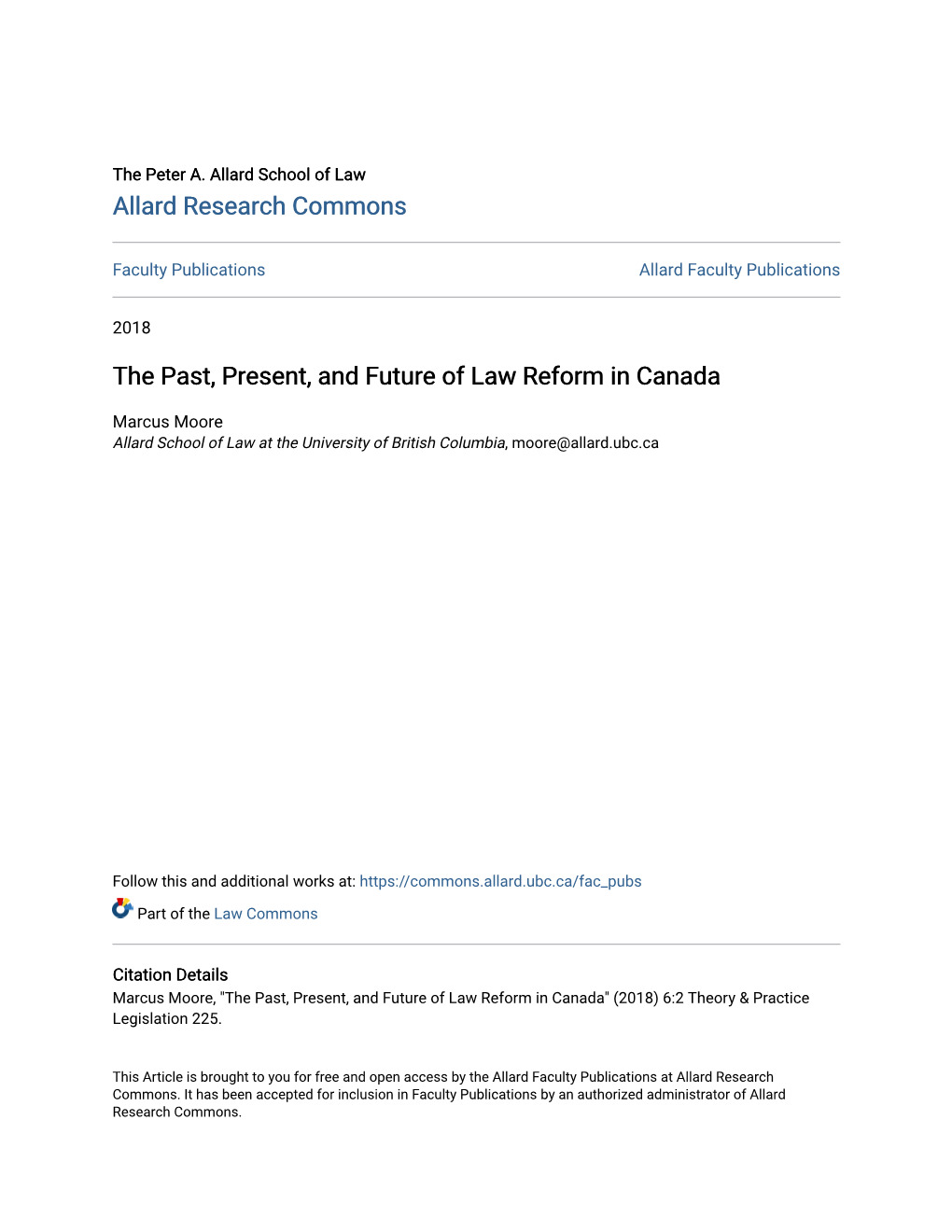 The Past, Present, and Future of Law Reform in Canada