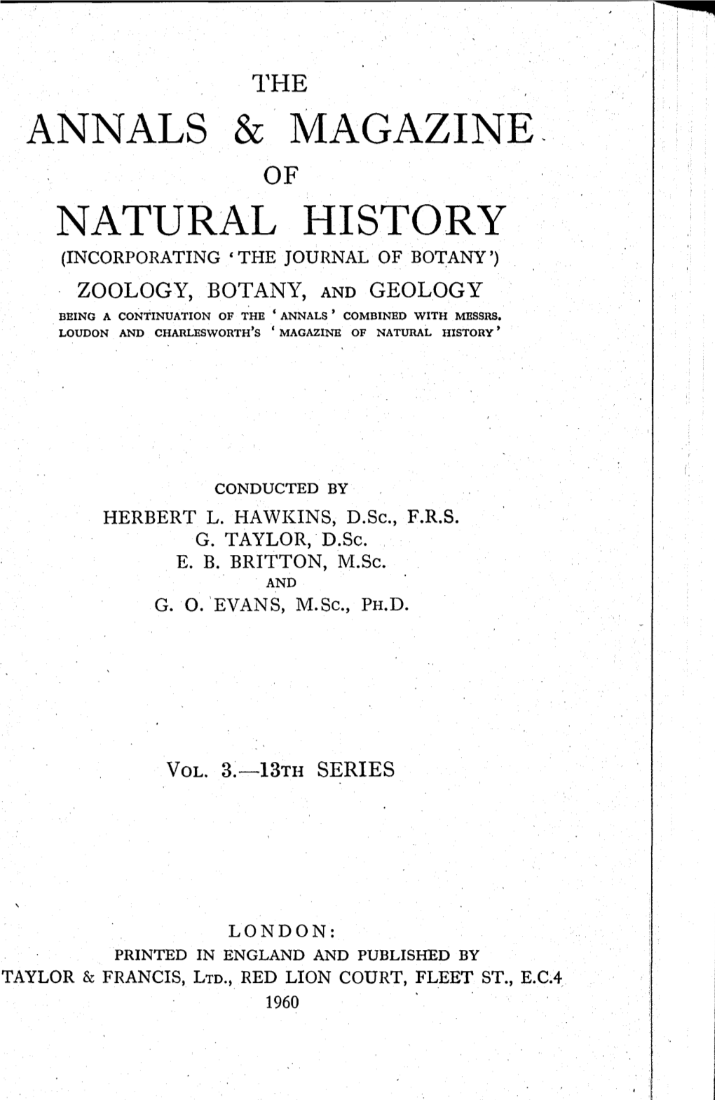 Annals & Magazine Natural History
