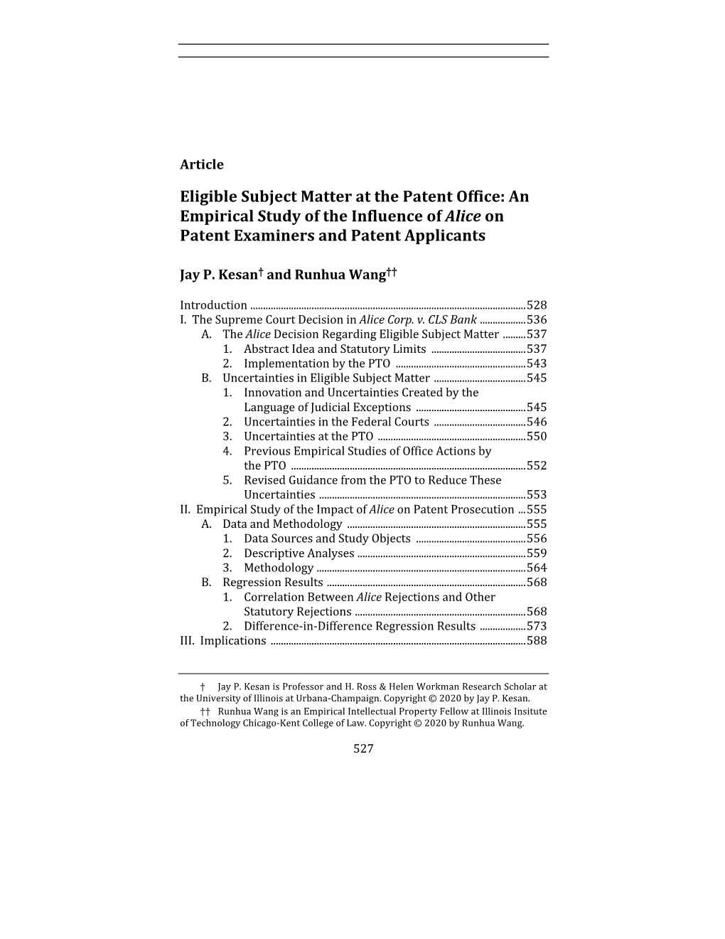Eligible Subject Matter at the Patent Office: an Empirical Study of the Influence of Alice on Patent Examiners and Patent Applicants
