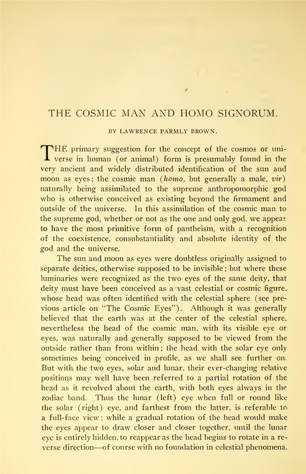 The Cosmic Man and Homo Signorum
