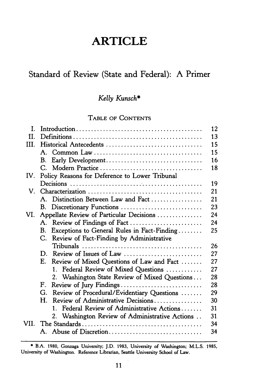 Standard of Review (State & Federal): a Primer