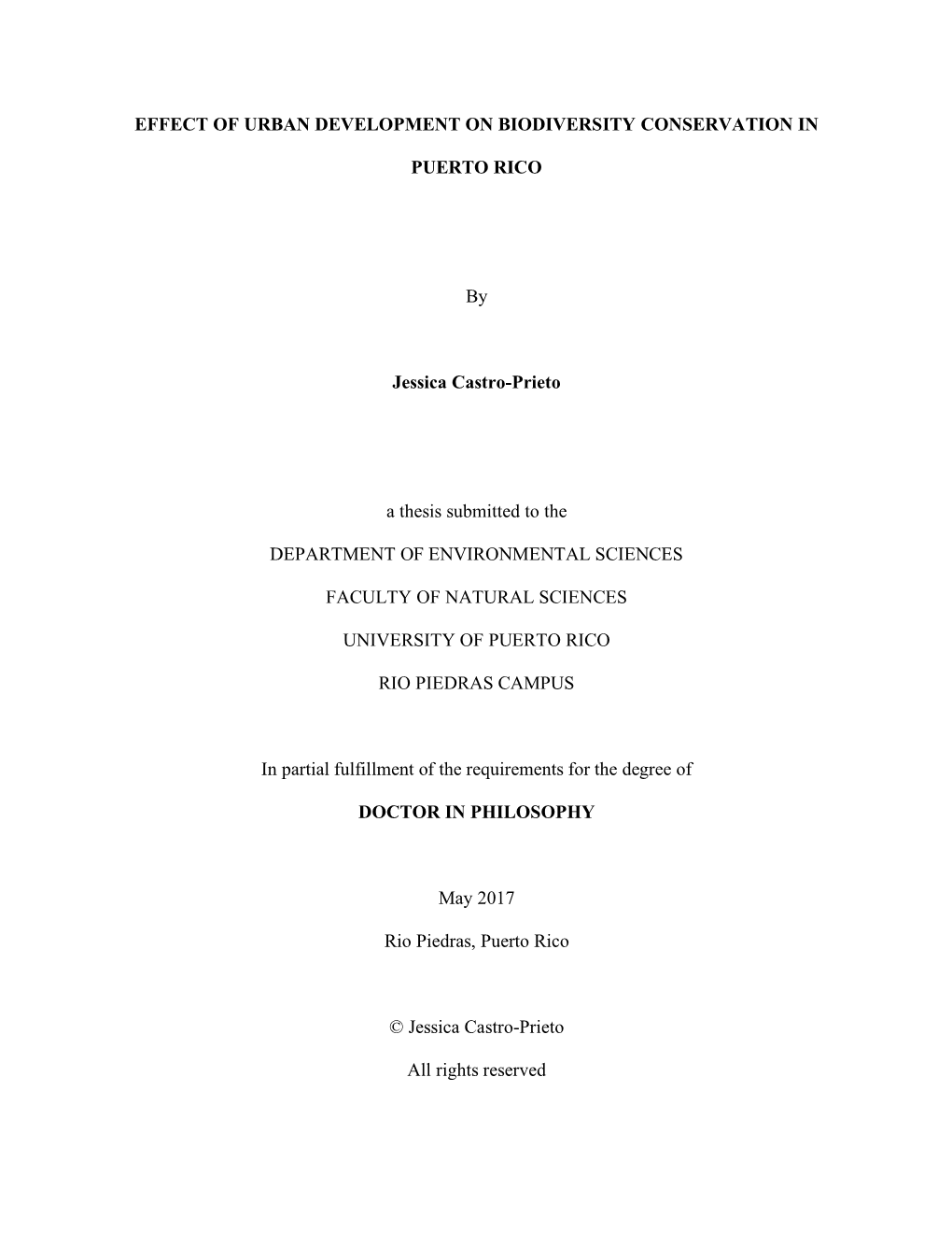 Characterization of the Network of Terrestrial Protected Areas in Puerto Rico