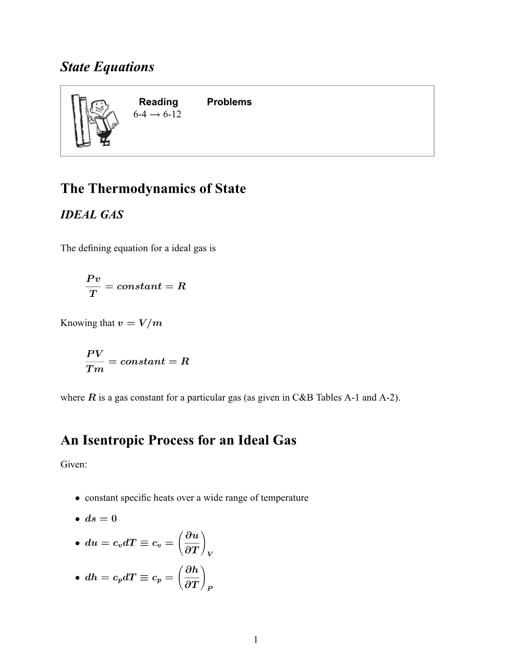 State Equations the Thermodynamics of State an Isentropic Process For