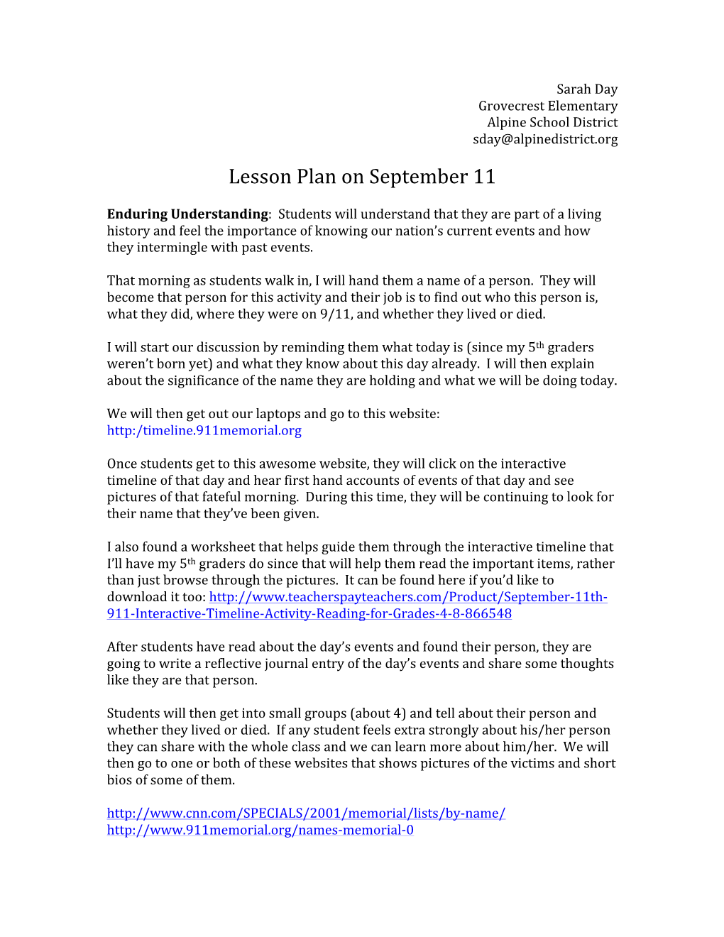 Lesson Plan on September 11
