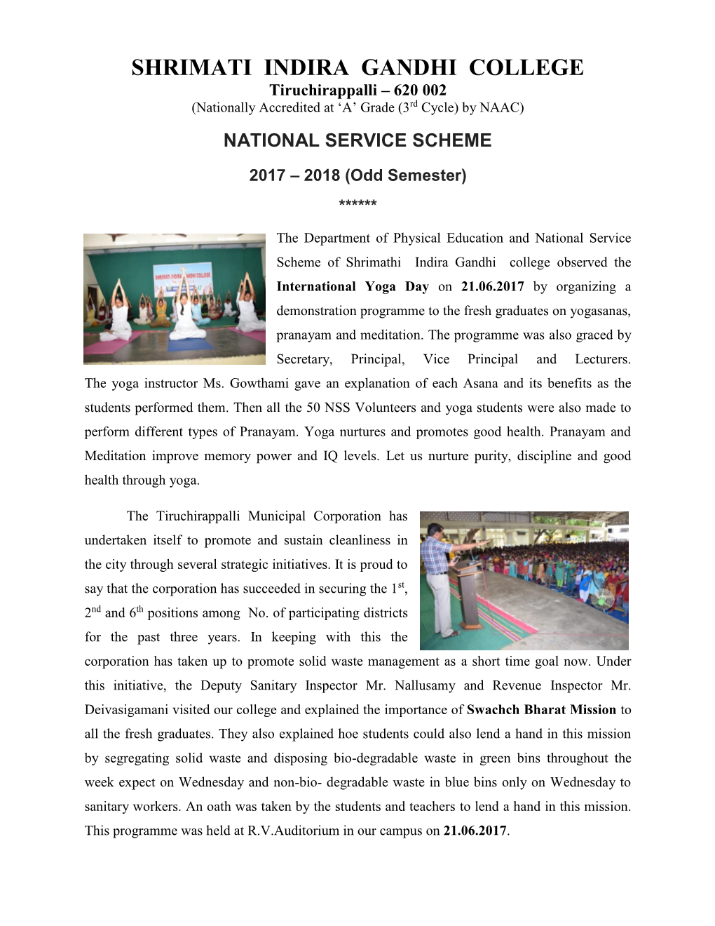 NSS NSS Annual Report 2017-2018