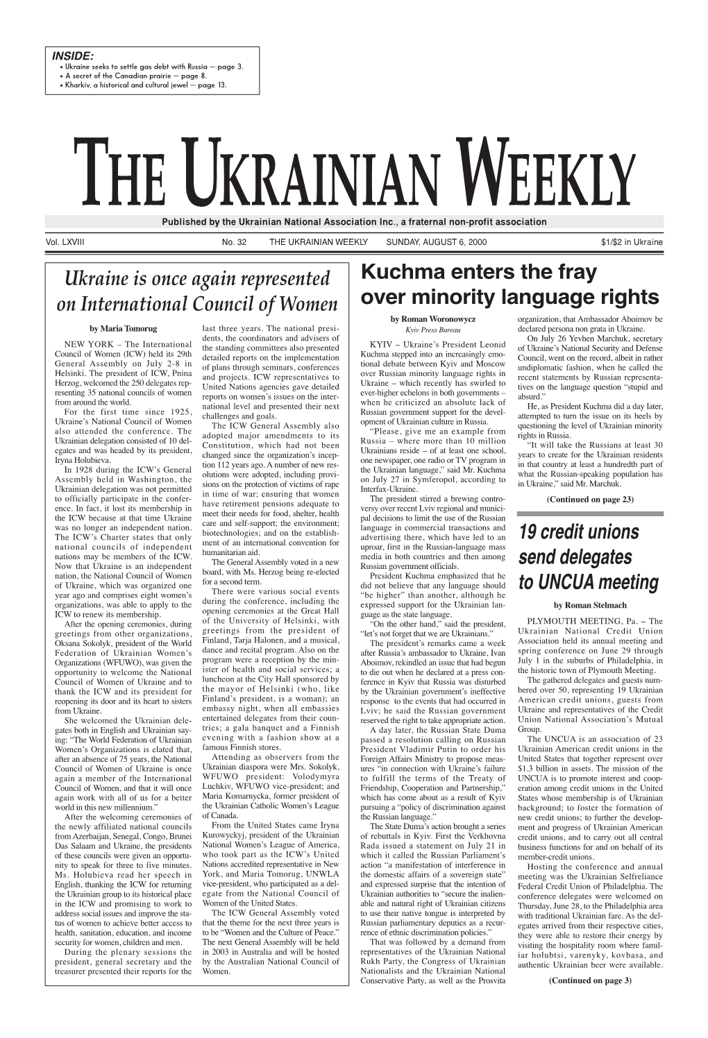 The Ukrainian Weekly 2000, No.32