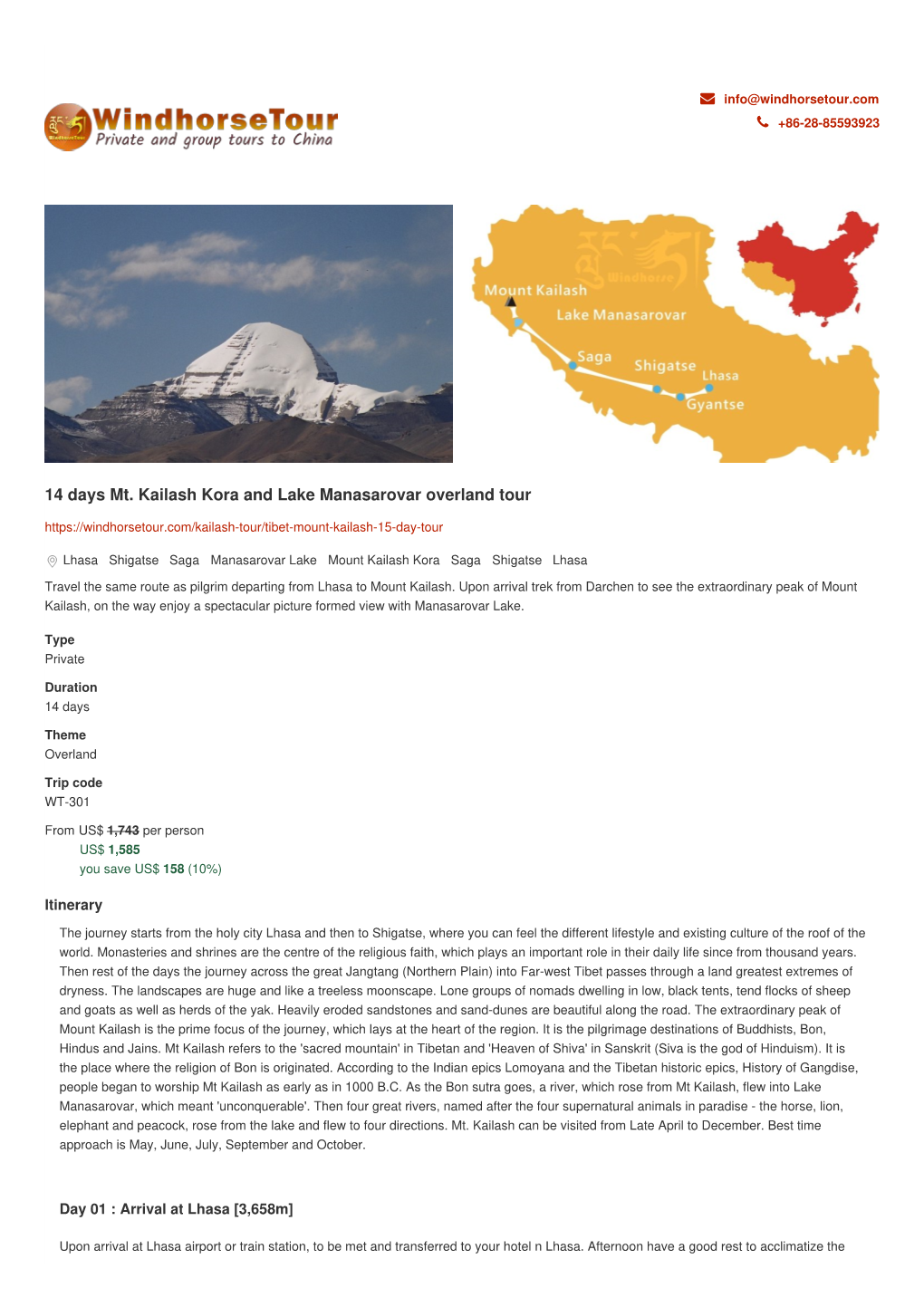 14 Days Mt. Kailash Kora and Lake Manasarovar Overland Tour