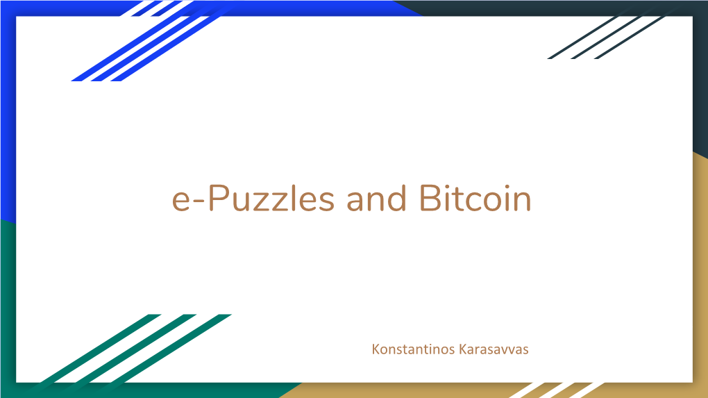 E-Puzzles and Bitcoin