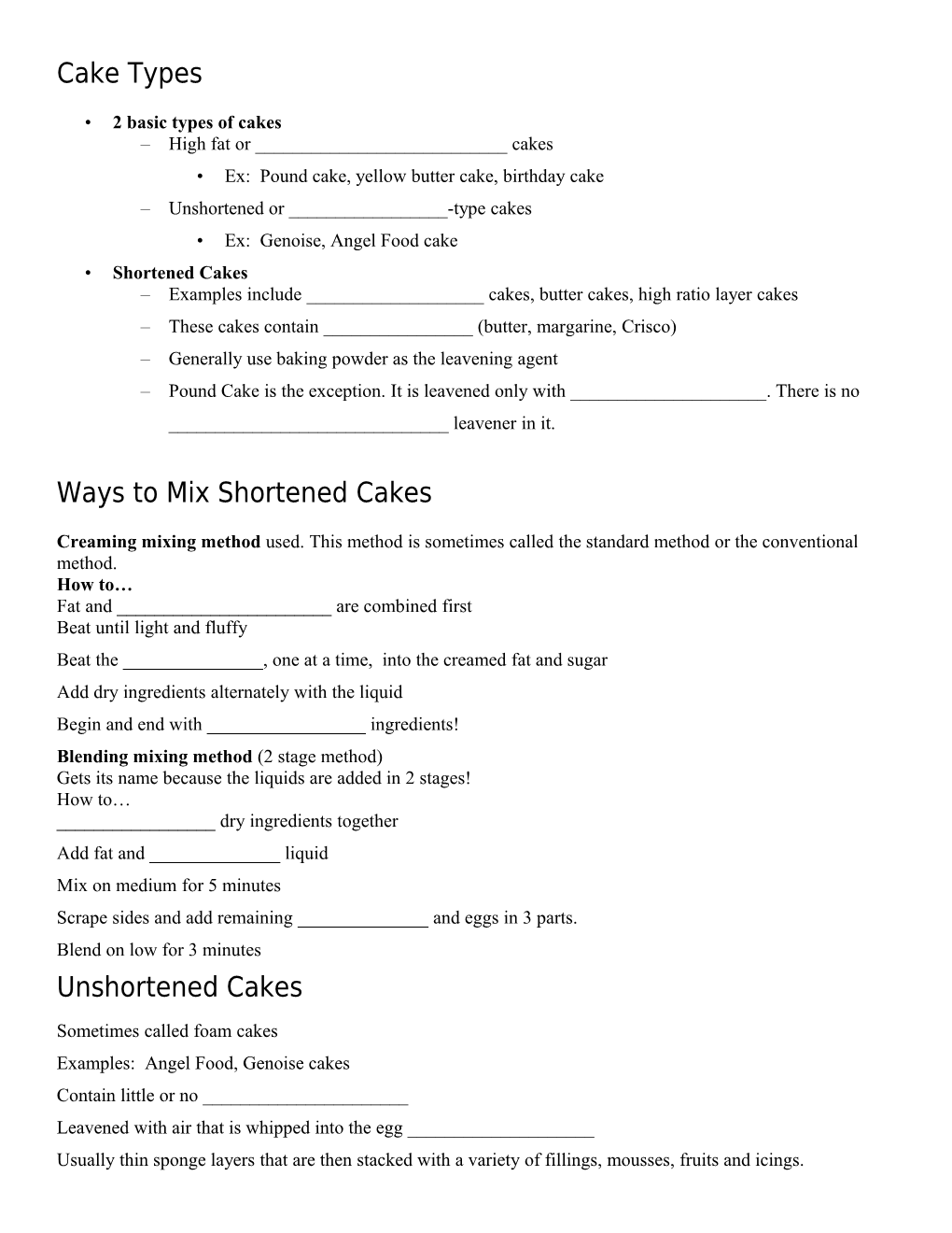 2 Basic Types of Cakes