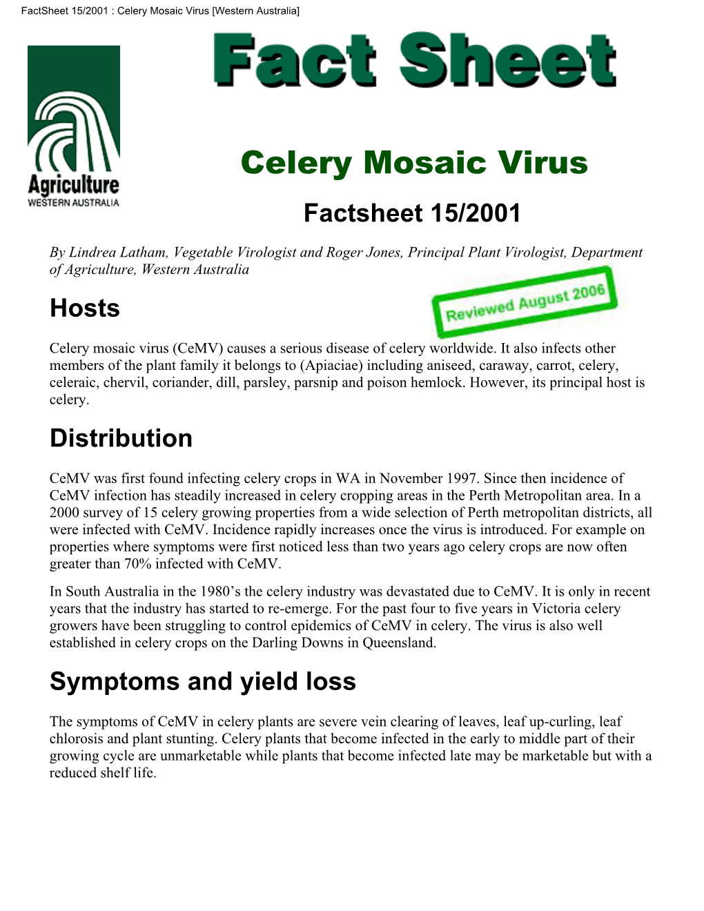 Celery Mosaic Virus [Western Australia]