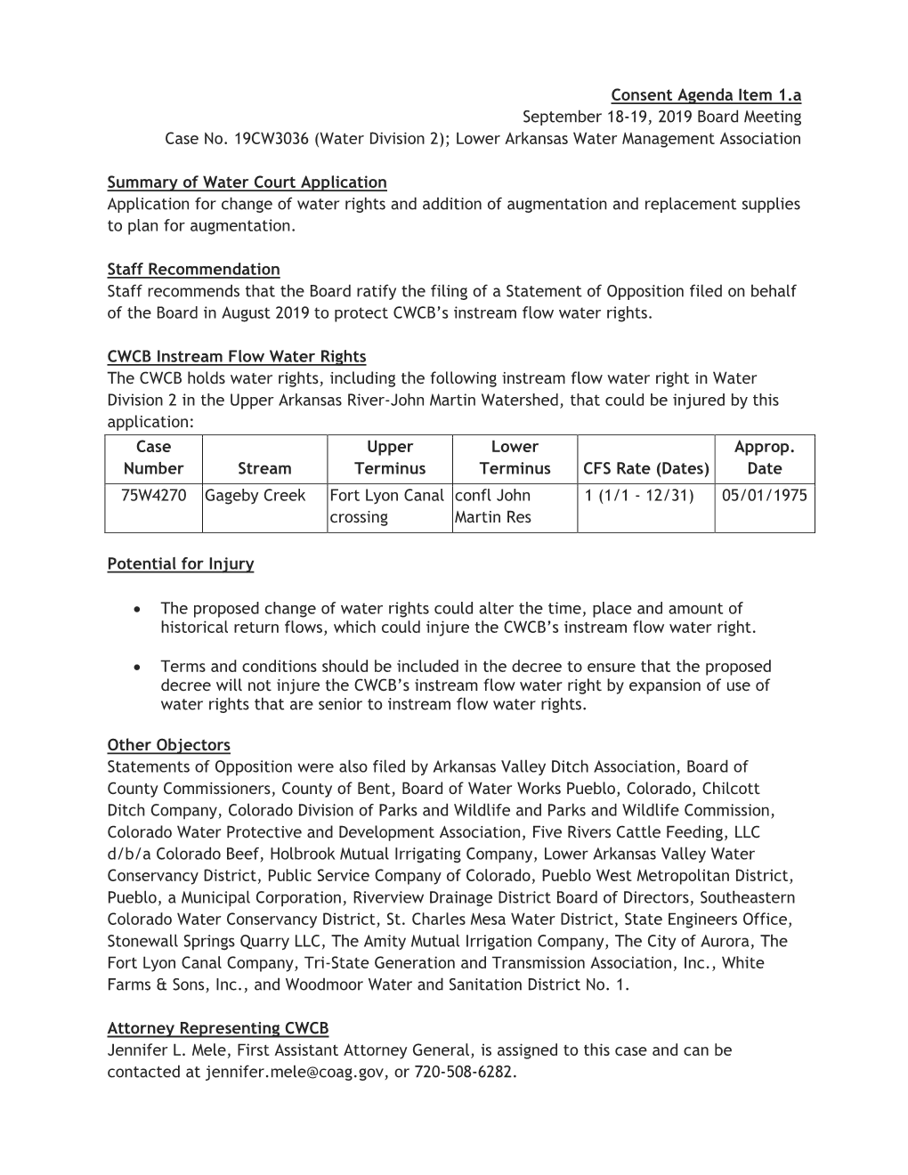 Water Division 2); Lower Arkansas Water Management Association