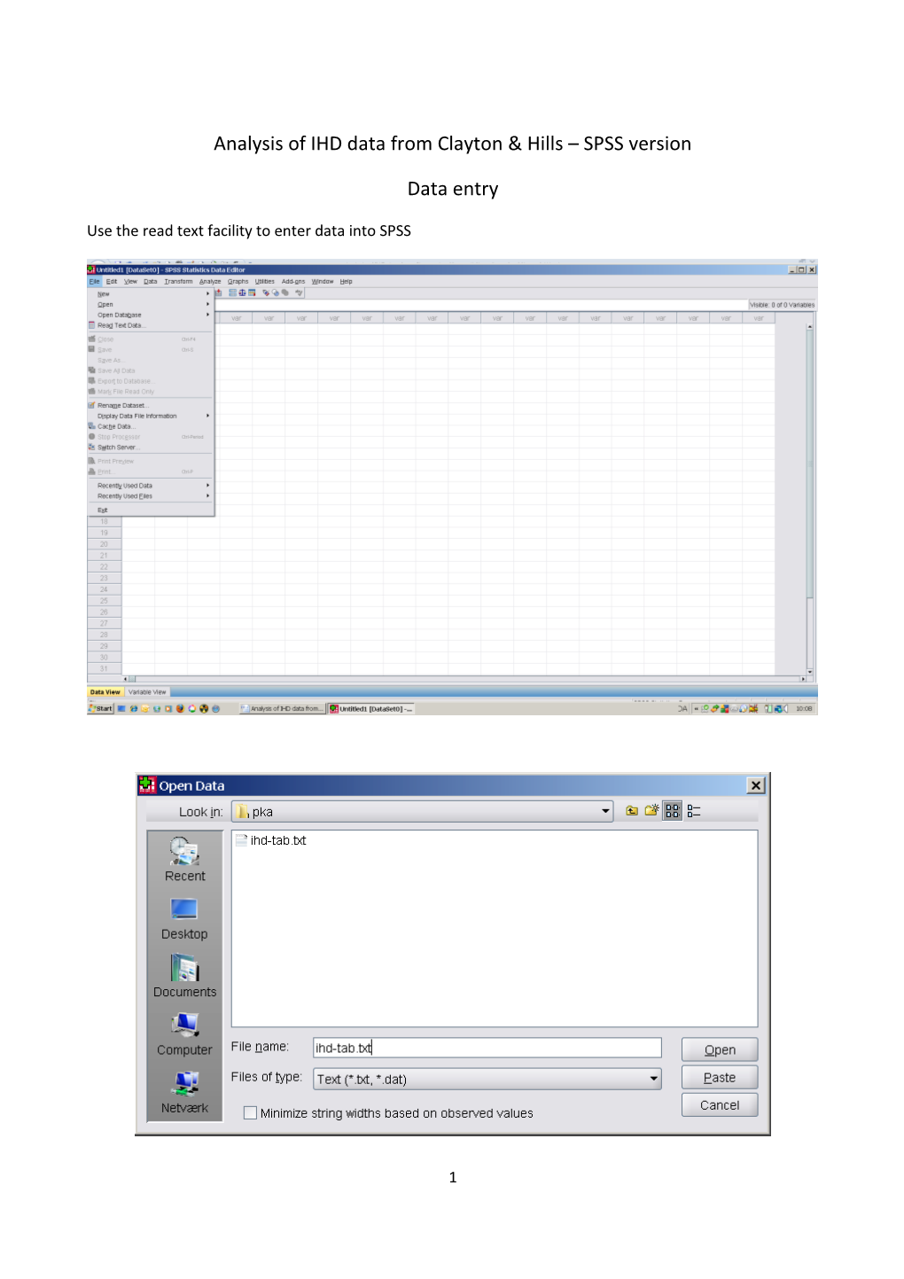 Analysis of IHD Data from Clayton & Hills SPSS Version