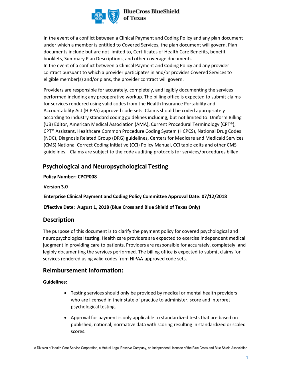 CPCP008 Psychological and Neuropsychological Testing